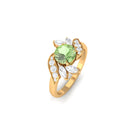 Rosec Jewels-Green Sapphire Flower Engagement Ring with Diamond