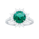 Rosec Jewels-Lab-Created Emerald Cocktail Ring with Moissanite Floral Halo