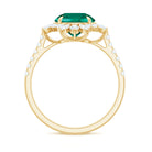 Rosec Jewels-Lab-Created Emerald Cocktail Ring with Moissanite Floral Halo