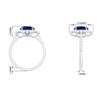 Rosec Jewels-Lab-Created Blue Sapphire Cocktail Ring with Diamond Floral Halo