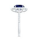 Rosec Jewels-Lab-Created Blue Sapphire Cocktail Ring with Diamond Floral Halo