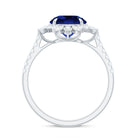 Rosec Jewels-Lab-Created Blue Sapphire Cocktail Ring with Diamond Floral Halo