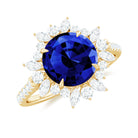 Rosec Jewels-Lab-Created Blue Sapphire Cocktail Ring with Diamond Floral Halo