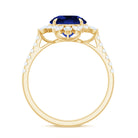 Rosec Jewels-Lab-Created Blue Sapphire Cocktail Ring with Diamond Floral Halo