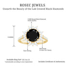 Rosec Jewels-Round Created Black Diamond Statement Ring with Moissanite Floral Halo