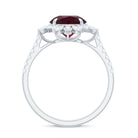 Rosec Jewels-Round Rhodolite Statement Ring with Moissanite Floral Halo