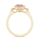 Rosec Jewels-Round Morganite Statement Engagement Ring with Moissanite Floral Halo