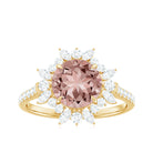 Rosec Jewels-Round Morganite Statement Engagement Ring with Moissanite Floral Halo