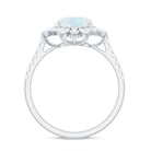 Rosec Jewels-Round Moonstone Statement Ring with Moissanite Floral Halo