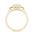 Rosec Jewels-Round Moonstone Statement Ring with Moissanite Floral Halo