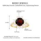 Rosec Jewels-Round Garnet Statement Ring with Diamond Floral Halo