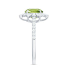 Rosec Jewels-Round Peridot Statement Ring with Moissanite Floral Halo