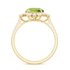 Rosec Jewels-Round Peridot Statement Ring with Moissanite Floral Halo