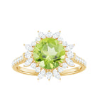 Rosec Jewels-Round Peridot Statement Ring with Moissanite Floral Halo