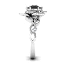 Rosec Jewels-2 CT Created Black Diamond Floral Engagement Ring with Diamond Accent