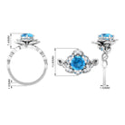 Rosec Jewels-2 CT Swiss Blue Topaz Floral Engagement Ring with Diamond Accent