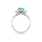 Rosec Jewels-2 CT Swiss Blue Topaz Floral Engagement Ring with Diamond Accent