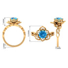 Rosec Jewels-2 CT Swiss Blue Topaz Floral Engagement Ring with Diamond Accent