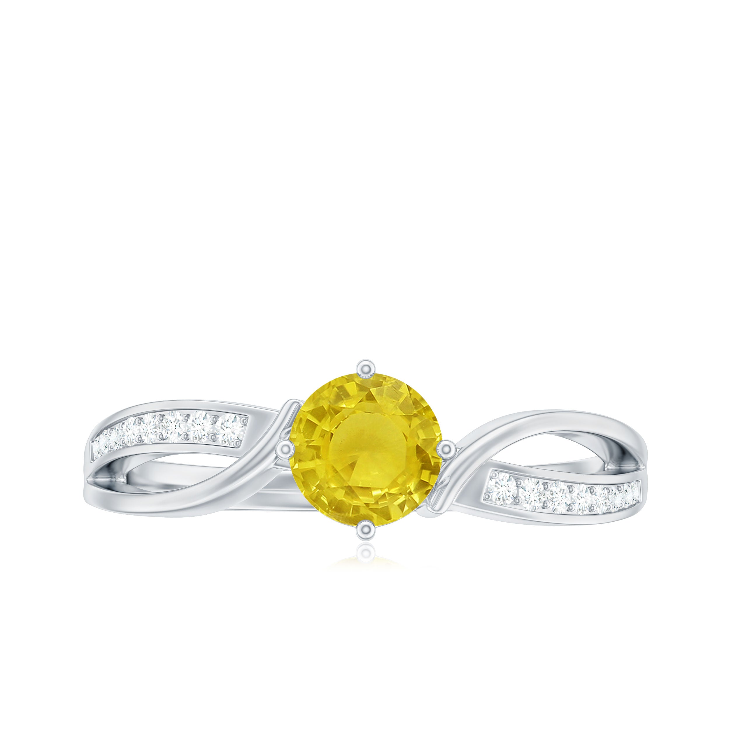 Rosec Jewels-Round Yellow Sapphire and Diamond Infinity Engagement Ring