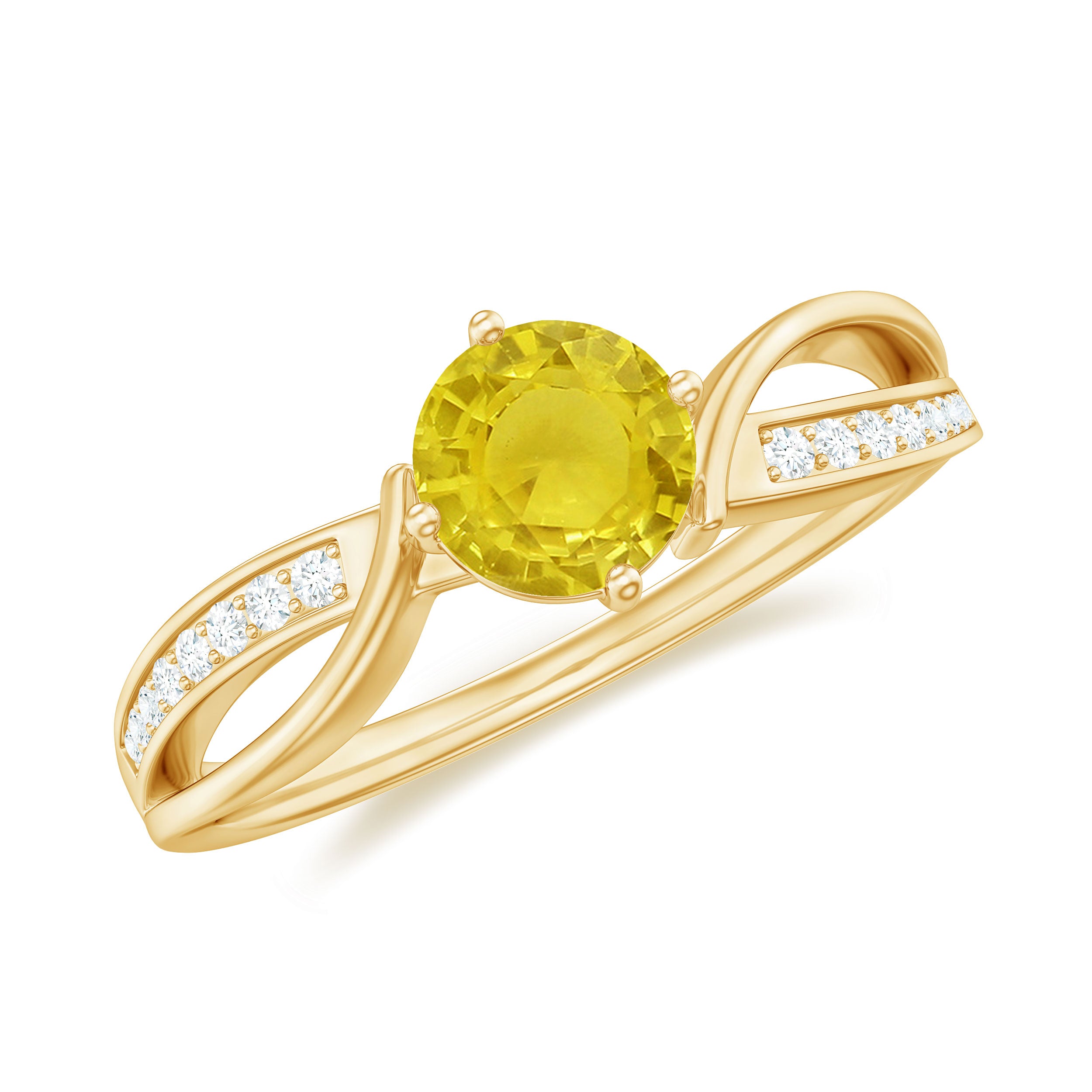 Rosec Jewels-Round Yellow Sapphire and Diamond Infinity Engagement Ring