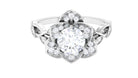 Rosec Jewels-Designer Round Cut Moissanite Flower Engagement Ring