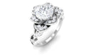 Rosec Jewels-Designer Round Cut Moissanite Flower Engagement Ring