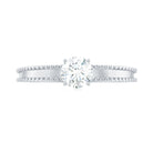 Rosec Jewels-Round Cut Moissanite Solitaire Ring with Beaded