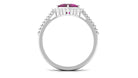 Rosec Jewels-Princess Cut Rhodolite and Moissanite Halo Ring with Beaded Gold