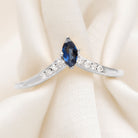 Rosec Jewels-Marquise Cut Blue Sapphire and Diamond V Shape Enhancer Ring