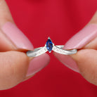 Rosec Jewels-Marquise Cut Blue Sapphire and Diamond V Shape Enhancer Ring