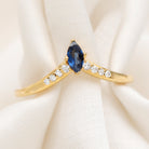 Rosec Jewels-Marquise Cut Blue Sapphire and Diamond V Shape Enhancer Ring