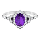 Rosec Jewels-Solitaire Amethyst Engagement Ring with Diamond Accent