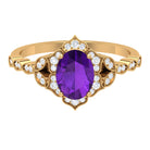 Rosec Jewels-Solitaire Amethyst Engagement Ring with Diamond Accent