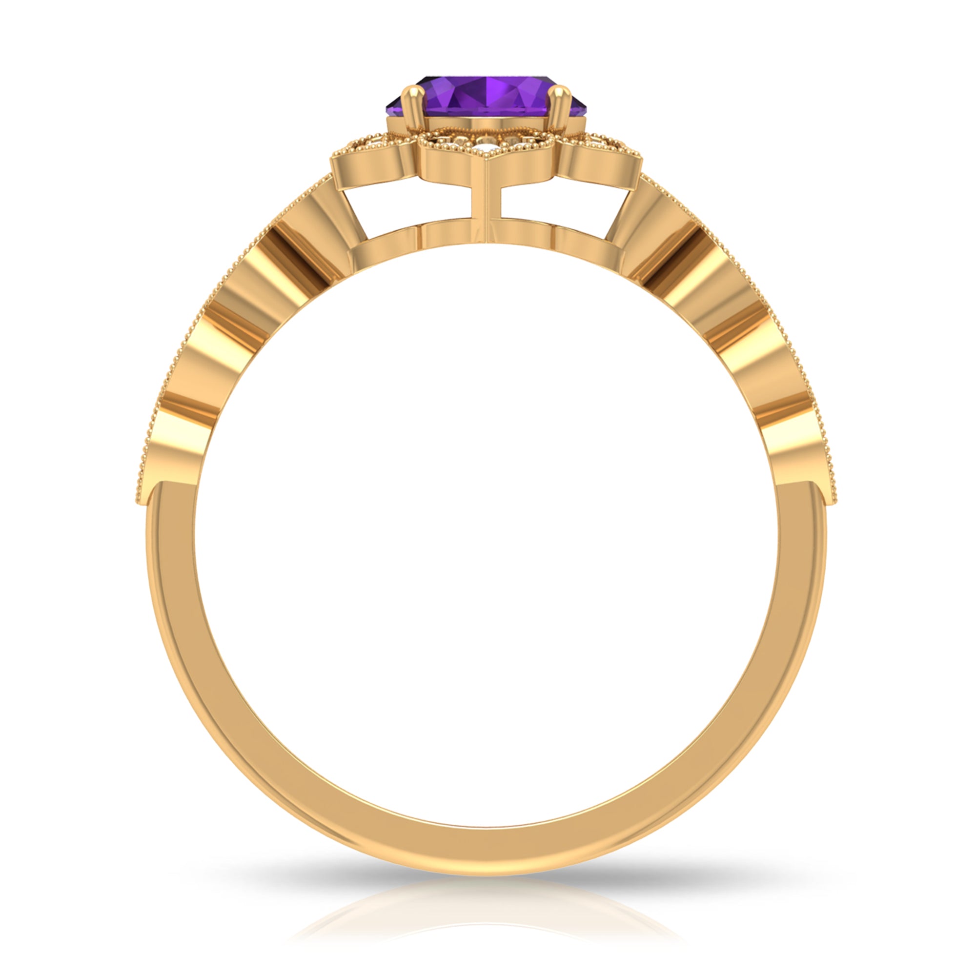 Rosec Jewels-Solitaire Amethyst Engagement Ring with Diamond Accent