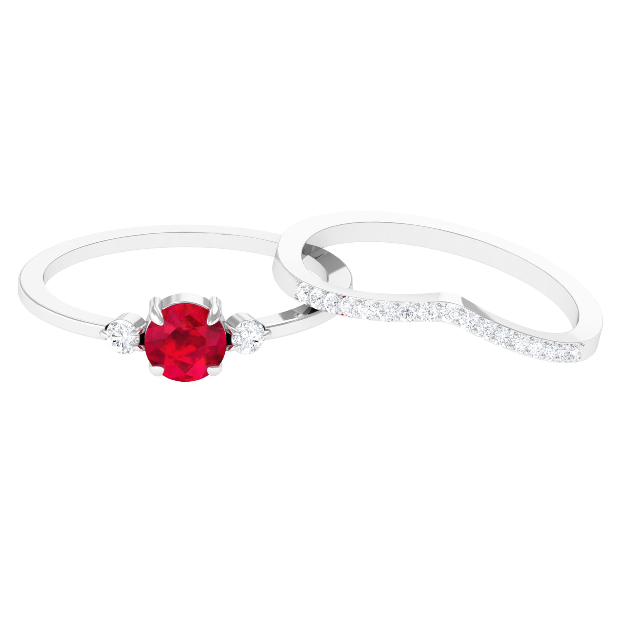 Rosec Jewels-Lab-Created Ruby and Diamond Enhancer Ring Set