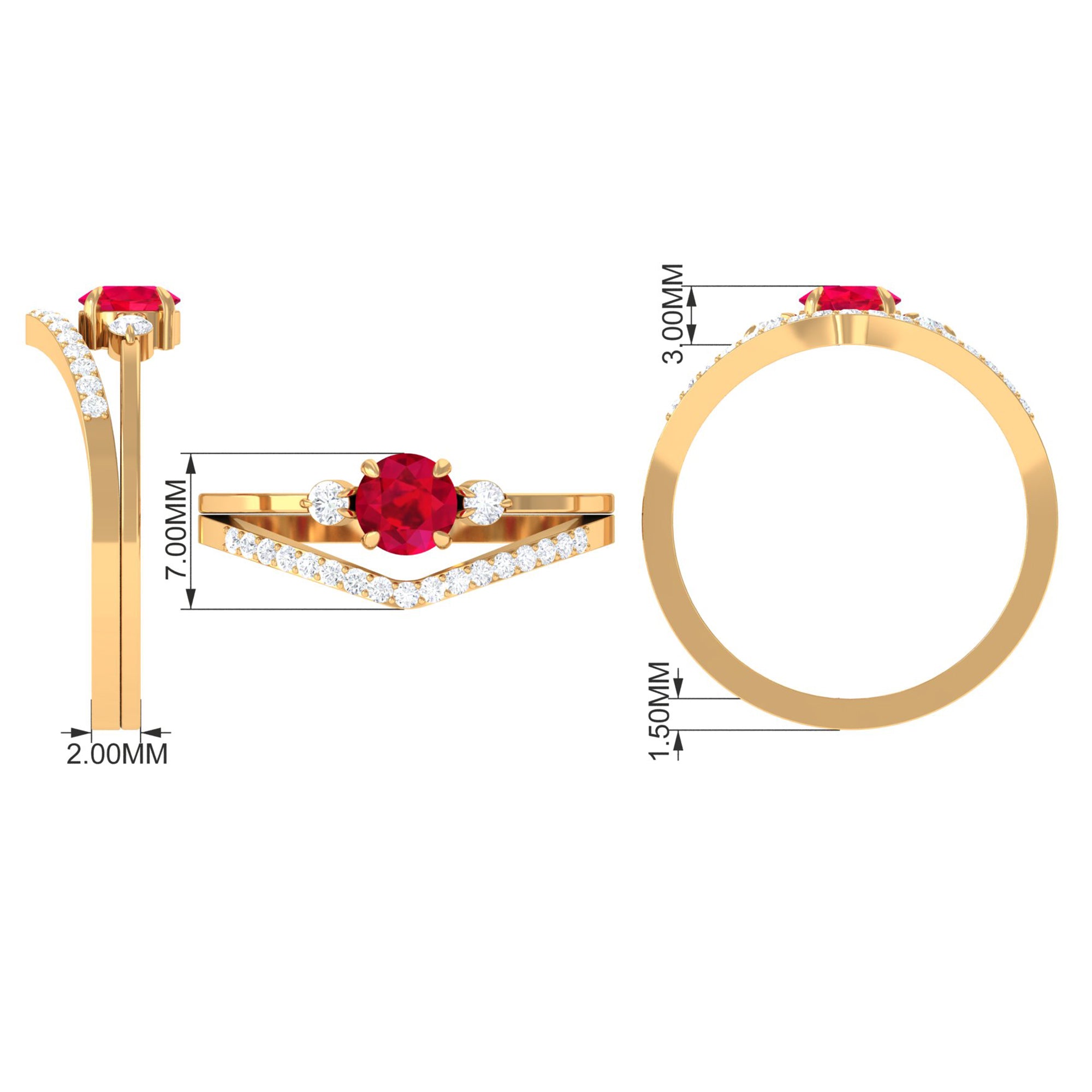 Rosec Jewels-Lab-Created Ruby and Diamond Enhancer Ring Set