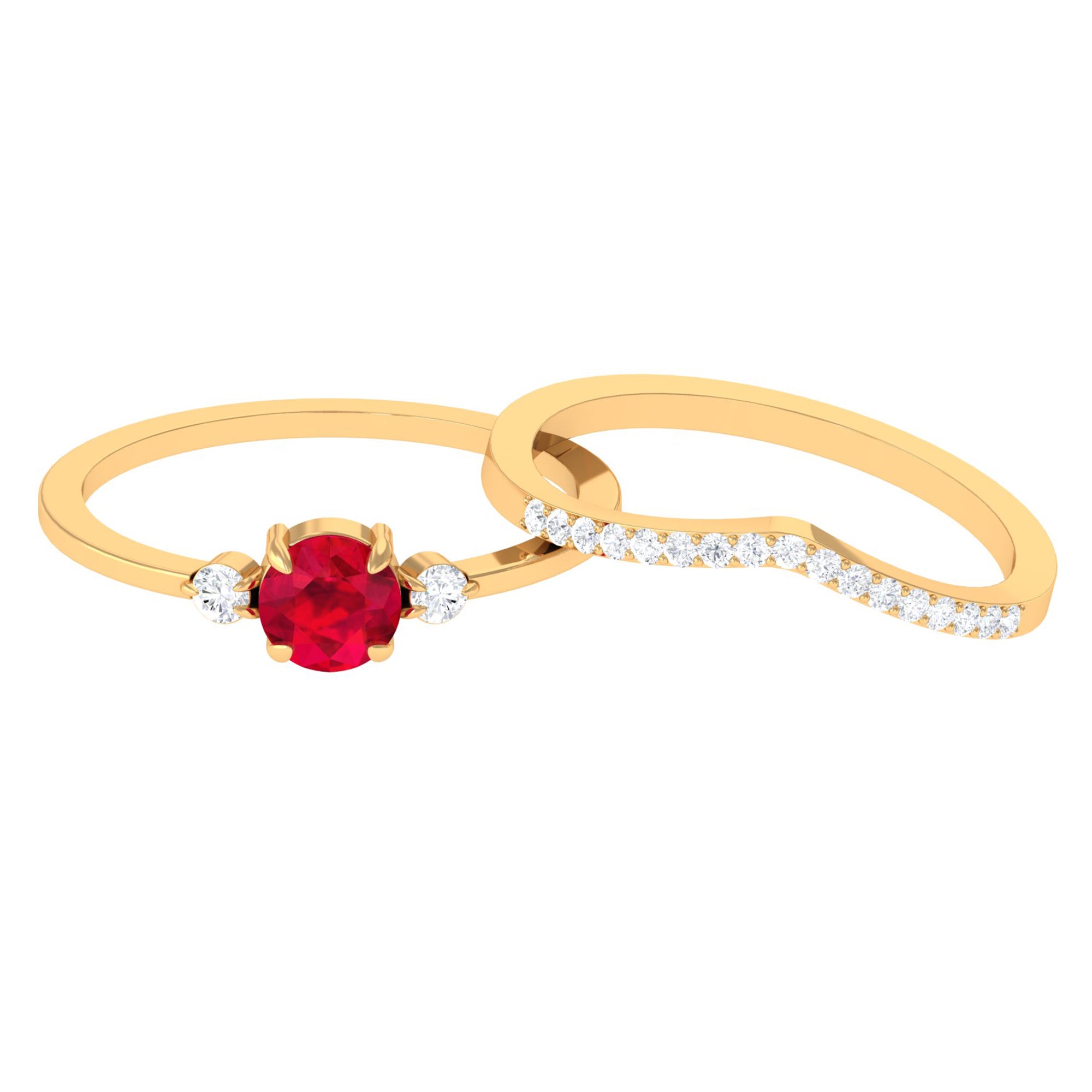 Rosec Jewels-Lab-Created Ruby and Diamond Enhancer Ring Set