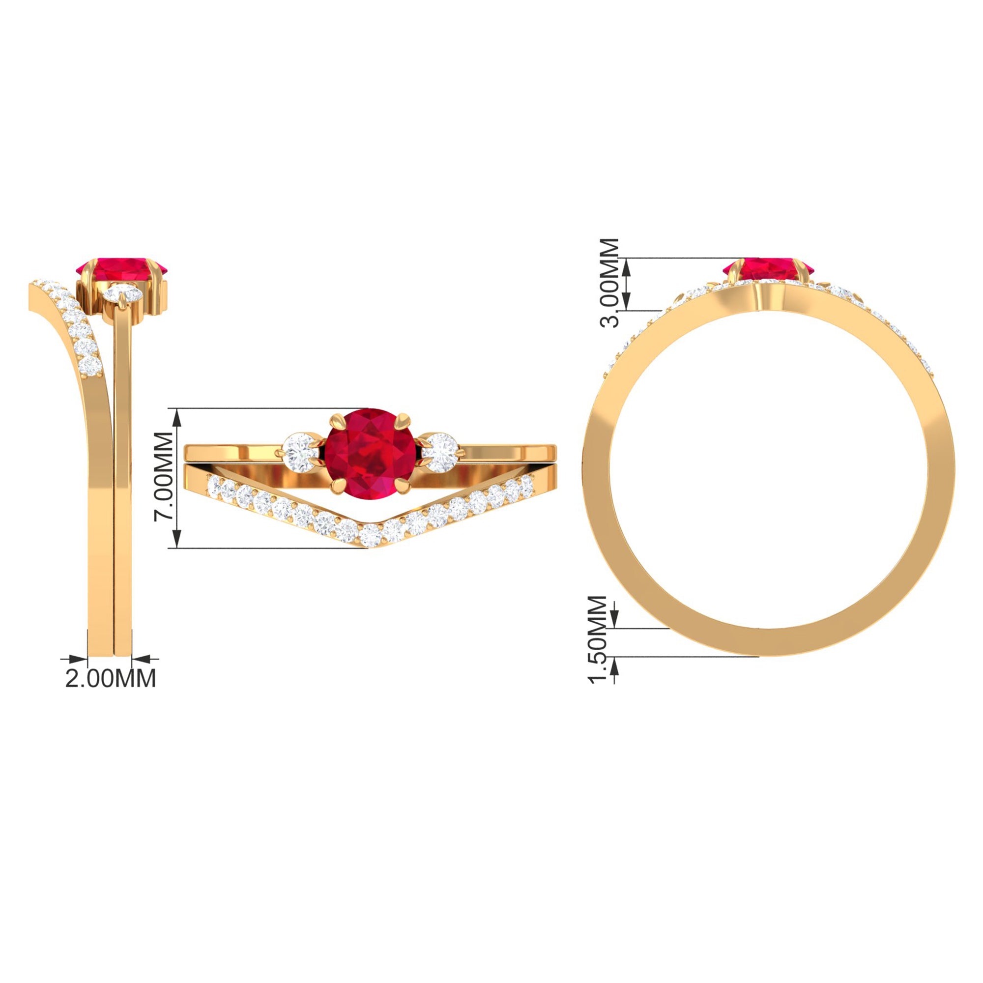 Rosec Jewels-Lab-Created Ruby and Diamond Enhancer Ring Set