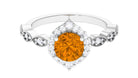 Rosec Jewels-Citrine Vintage Style Engagement Ring with Diamond Accent