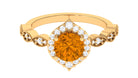 Rosec Jewels-Citrine Vintage Style Engagement Ring with Diamond Accent