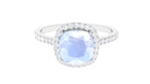 Rosec Jewels-Vintage Style Cushion Cut Moonstone Halo Engagement Ring with Moissanite