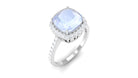 Rosec Jewels-Vintage Style Cushion Cut Moonstone Halo Engagement Ring with Moissanite