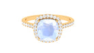 Rosec Jewels-Vintage Style Cushion Cut Moonstone Halo Engagement Ring with Moissanite