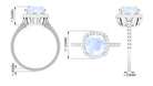 Rosec Jewels-Vintage Style Cushion Cut Moonstone Halo Engagement Ring with Moissanite