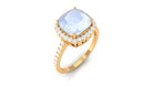 Rosec Jewels-Vintage Style Cushion Cut Moonstone Halo Engagement Ring with Moissanite