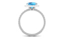 Rosec Jewels-Real Swiss Blue Topaz Halo Engagement Ring with Diamond