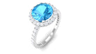 Rosec Jewels-Real Swiss Blue Topaz Halo Engagement Ring with Diamond