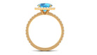 Rosec Jewels-Real Swiss Blue Topaz Halo Engagement Ring with Diamond