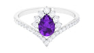 Rosec Jewels-Pear Amethyst and Diamond Designer Ring