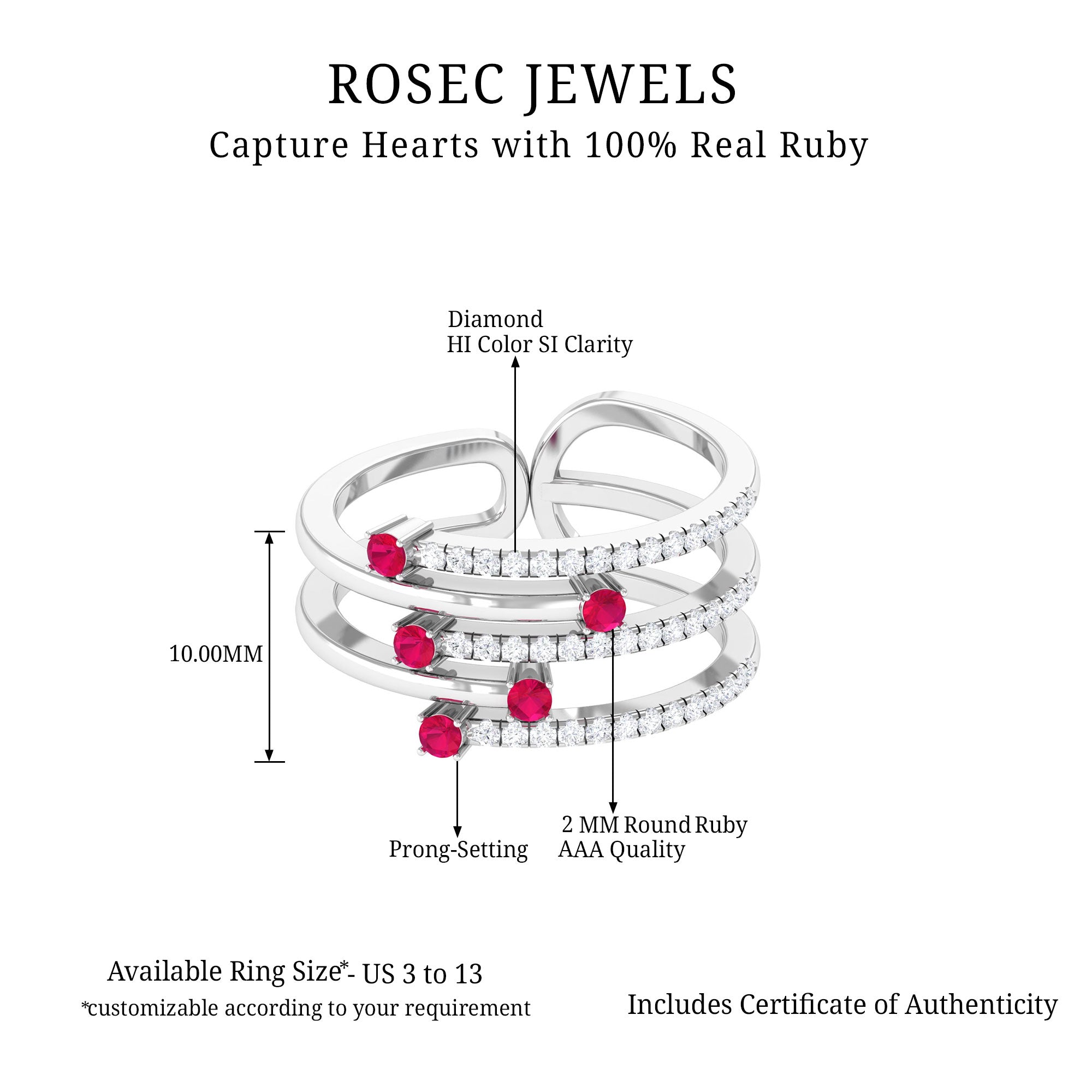 Rosec Jewels-Round Ruby and Diamond Wrap Ring